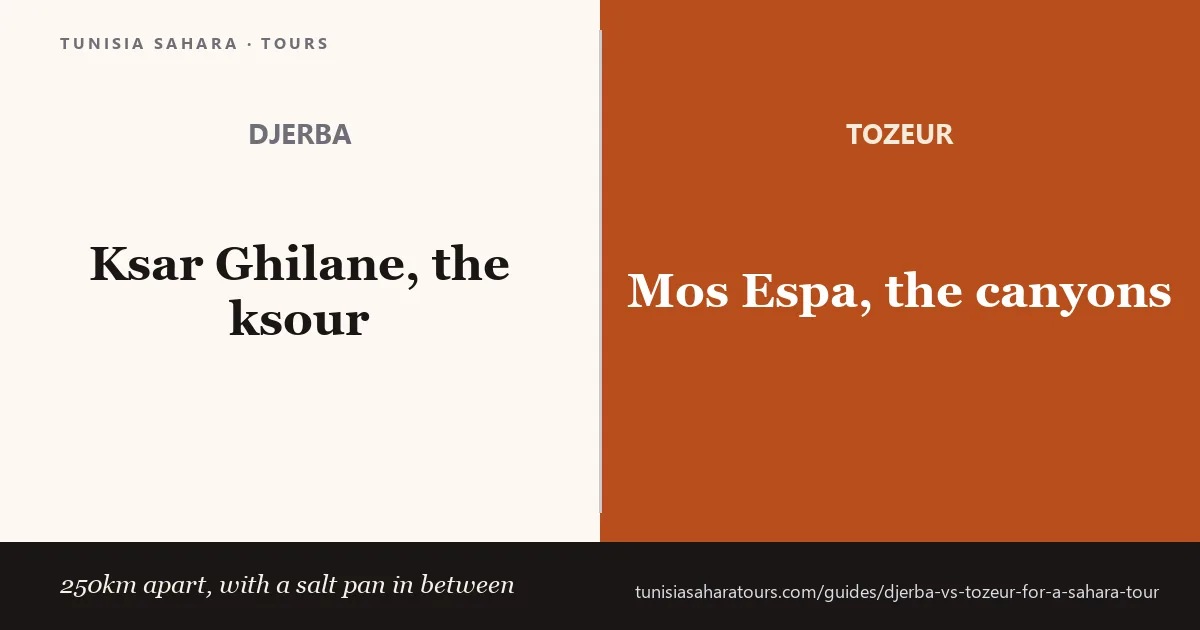 Djerba or Tozeur — two bases that reach opposite halves of the Tunisian Sahara